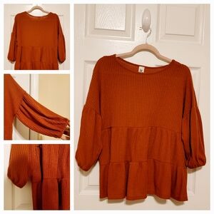 Orange Tiered Boho Blouse